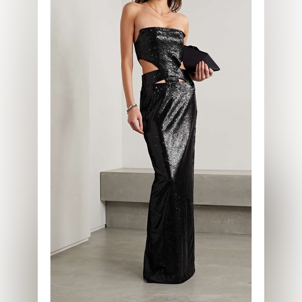 ET OCHS
Ava strapless cutout sequined satin gown.